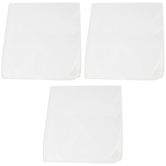 3 Pack Plain Polyester Bandanas Lightweight and Versatile Accessories (White)