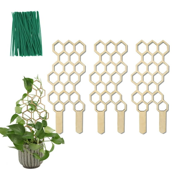 3 Pack Plant Trellis for Climbing Plants Indoor Pot, 12 inch Small Wooden Trellis for Potted Plants with Moisture-Proof Layer for Vines Ivy Hoya Houseplants