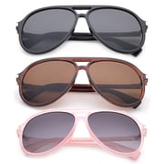 3 Pack Plastic Aviator Frame Fashion Sunglasses for Women