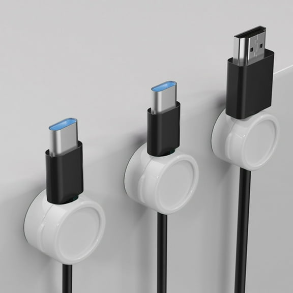 3-Pack Plastic Circular Cable Organizer, Magnetic Desktop Cord Holder for Charging Cables, Black Light Blue Black Orange White, 0.87x0.87x0.63in