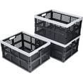 thumbnail image 1 of 3-Pack Plastic Collapsible Storage Crates-30L,Foldable Plastic Crates for Storage (Black+Gray), 1 of 8