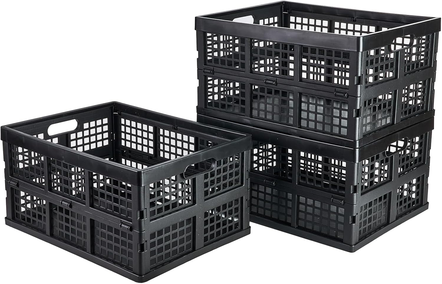 3 Pack Plastic Collapsible Storage Crates 30l Foldable Plastic Crates