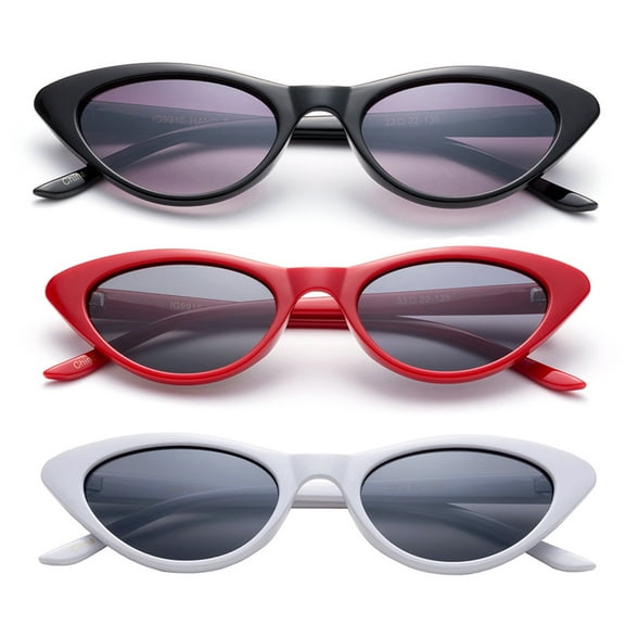 3 Pack Plastic Frame Butterfly Cateye Oval Fashion Sunglasses for Women