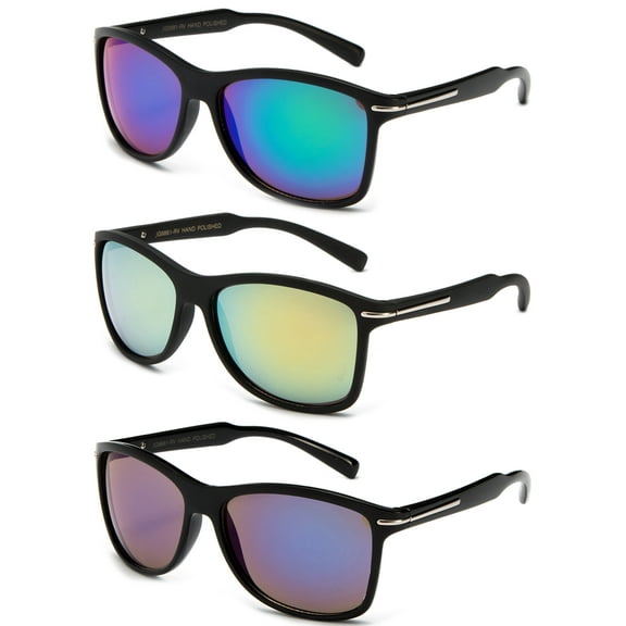 3 Pack Plastic Frame Metal Bar Fashion Vintage Sunglasses for Men for Women