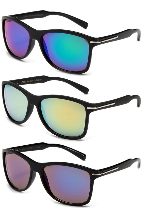 3 Pack Plastic Frame Metal Bar Fashion Vintage Sunglasses for Men for Women