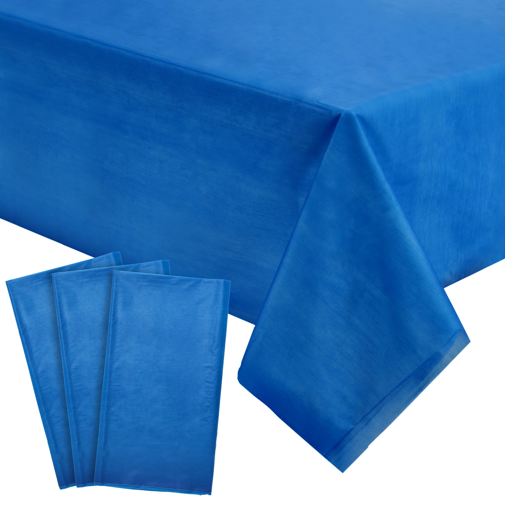 Premium 12 Pack Navy Blue Plastic Tablecloth, 108 x 54 Inch