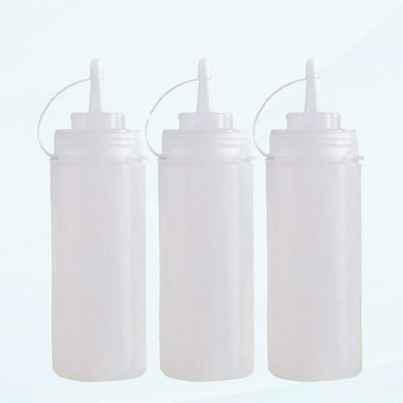 3 Pack Plastic Squeeze Bottles with Tip Caps, 32oz, for Mustard, Ketchup, Tomato Sauce, Salad Dressing, Olive Oil, Home Kitchen, Restaurant, BBQ, White