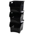 thumbnail image 1 of 3-Pack Plastic Stackable Storage Bins, Black Stackable Bins For Pantry, 1 of 7