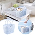 thumbnail image 1 of 3-Pack Plastic Storage Baskets with Handles - 10.2x7.1x7.1 Inch Multi-Purpose Shower Caddy & Organizer for Bathroom, College Dorm, Kitchen & Pantry - Durable Cleaning Totes (Blue), 1 of 6