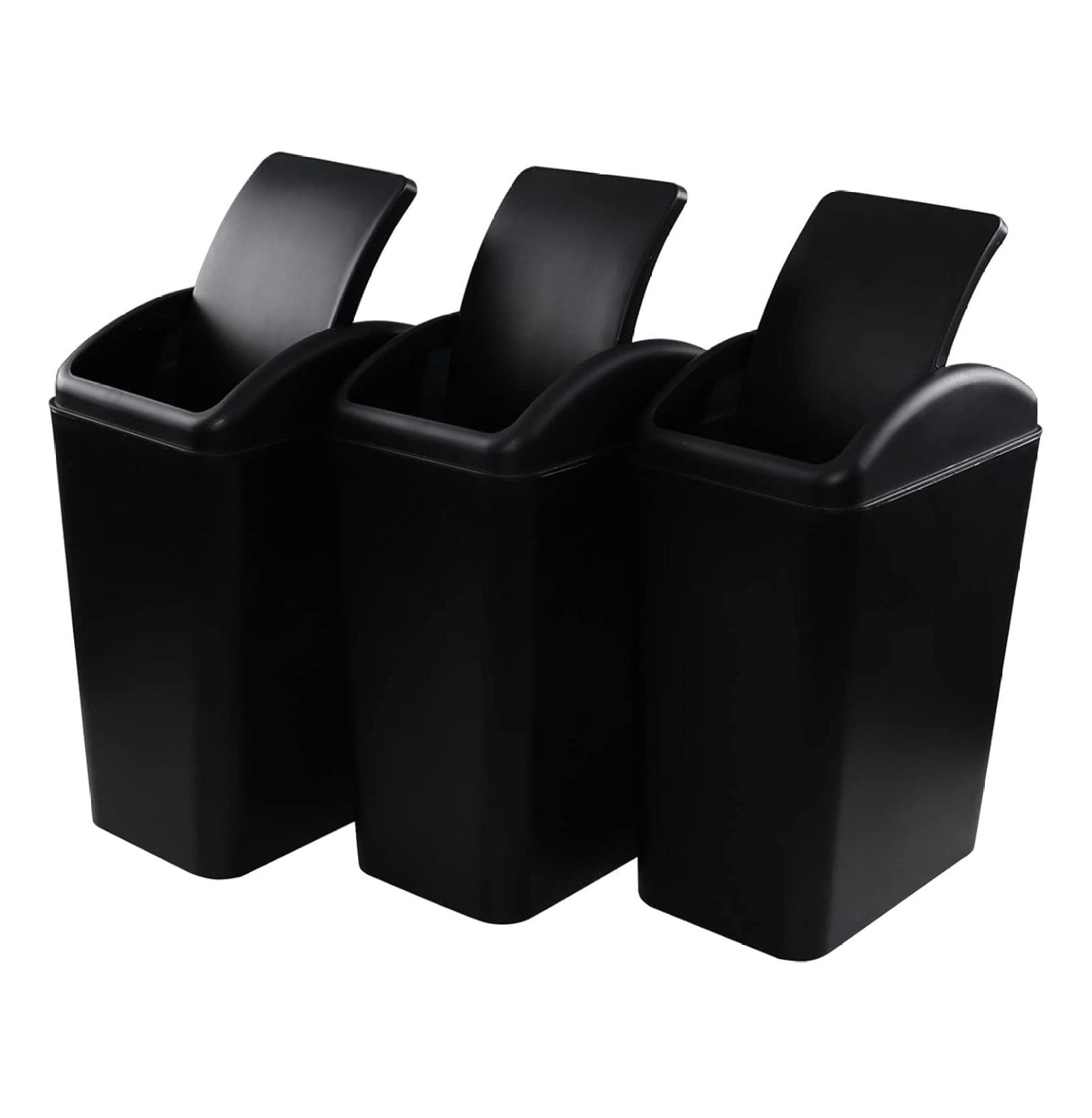 3Pack Plastic Swing Lid Trash Can, 4.5 Gallon Garbage Can with Swing