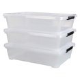 3Pack Plastic Under Bed Storage Box Container, 40 Quart Clear