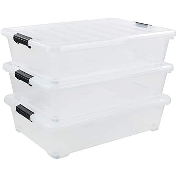 3-Pack Plastic Underbed Storage Bin, Clear Under Bed Storage Box$$Home Decor, Kitchen, & Other