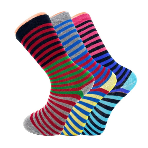 3-Pack Playful Crew Socks for Men & Women – Bold Patterns, Cotton Blend, Comfortable & Breathable Dress Socks for Casual or Stylish Wear