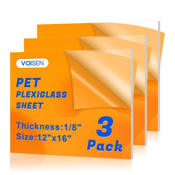 3 Pack Plexiglass Sheets 1/8 Inch Thick, 16"X20" Plexi Glass Panel,Plastic Sheet for Crafts,Signs, Display Cases, Sneeze Guard, Cut with Engraver,Power Saw or Hand Tools