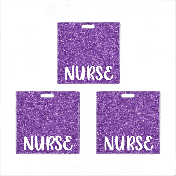 3 Pack Plifal Nurse Badge Buddy Card – Glitter Multi-Color Nursing Accessories, Horizontal Badge Identification Tags for Nurses, Stylish Sparkly Badge ID Cards