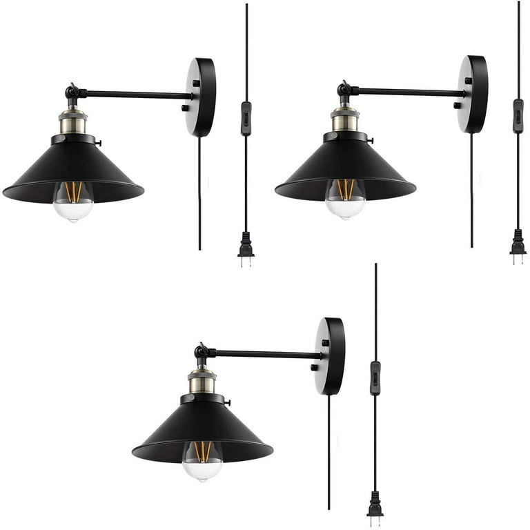 Wall sconce with plug in cord store