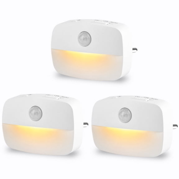 3 Pack Plug-in Motion Sensor LED Night Light, 3 Adjustable Color Temperatures Auto Sensor Night Light for Hallway Bathroom Bedroom Stairs