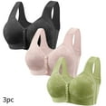 thumbnail image 1 of Husipze 3 Pack Plus Size Bras for Seniors Front Closure Printed Wirefree Bra for Women Soft Underwear Bra Multicolor 5XL, 1 of 3
