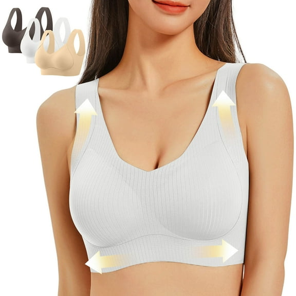 3 Pack Plus Size Bras for Women Full Coverage Push Up Seamless Bra No Underwire Comfortable Underwear Bras Everyday Brassiere (3XL, 9-Multicolor)