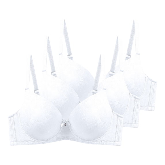 3 Pack Plus Size Bras for Women Push Up Bra T-Shirt Underwire V Neck Bra with Adjustable Strap for Everyday Wear
