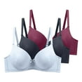 thumbnail image 1 of 3 Pack Plus Size Bras for Women Push Up Bra T-Shirt Underwire V Neck Bra with Adjustable Strap for Everyday Wear, 1 of 2