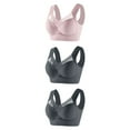thumbnail image 1 of 3 Pack Plus Size Bras for Women Wire Free Mesh High Impact Tank Top Bralette Full Coverage Comfy Push Up Running Sport Bra, Gray, XXXXXXL, 1 of 2