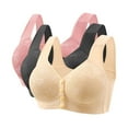 thumbnail image 1 of 3 Pack Plus Size Bras for Women Wireless Bralettes with Wide Strap Comfortable V Neck Snap Closing Bras Push Up Bra Front Closure Bras for Everyday, 1 of 4
