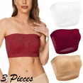 thumbnail image 1 of 3 Pack Plus Size Breathable Mesh Tube Bra Invisible Strapless Crop Tops Bandeau Seamless No Padded Bralette Bra For Women, 1 of 6