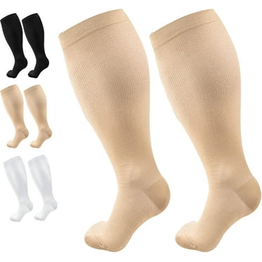 3 Pack Plus Size Compression Socks for Women & Men Wide Compression Socks Knee High Stockings for Women Wide Calf