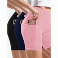 thumbnail image 1 of 3 Pack Plus Size High-Waist Yoga Shorts for Women with Deep Pockets, Ideal for Fitness and Running, 1 of 6