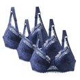 thumbnail image 1 of 3 Pack Plus Size Push Up Bras for Women Lace Bralettes V Neck Underwire Bra with Adjustable Straps for Everyday T-Shirt Bra, 1 of 8