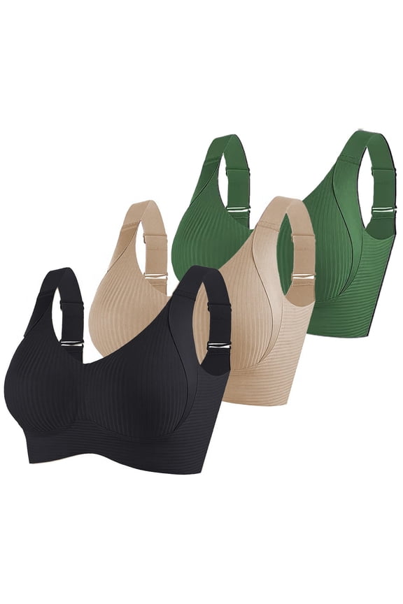 3 Pack Plus Size Seamless Bras for Women Wireless Adjustable Strap Push Up Comfortable Underwear Seniors Bras (2XL, 3PCS-L)