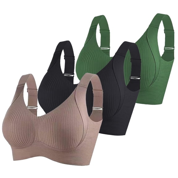 3 Pack Plus Size Seamless Bras for Women Wireless Adjustable Strap Push Up Comfortable Underwear Seniors Bras (3XL, 3PCS-H)
