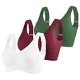 thumbnail image 1 of 3 Pack Plus Size Seamless Bras for Women Wireless Adjustable Strap Push Up Comfortable Underwear Seniors Bras (5XL, 3PCS-F), 1 of 6