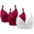 thumbnail image 1 of 3 Pack Plus Size Sleep Bras for Women No Underwire Push up Comfort Bra Solid Color Seamless Everyday Brassiere, 1 of 9