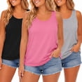 thumbnail image 1 of 3 Pack Plus Size Tank Tops for Women Summer Casual Sleeveless Scoop Neck Soft Stretchy Basic Shirts, 1 of 8