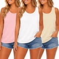 thumbnail image 1 of 3 Pack Plus Size Tank Tops for Women Summer Casual Sleeveless Scoop Neck Soft Stretchy Basic Shirts, 1 of 8