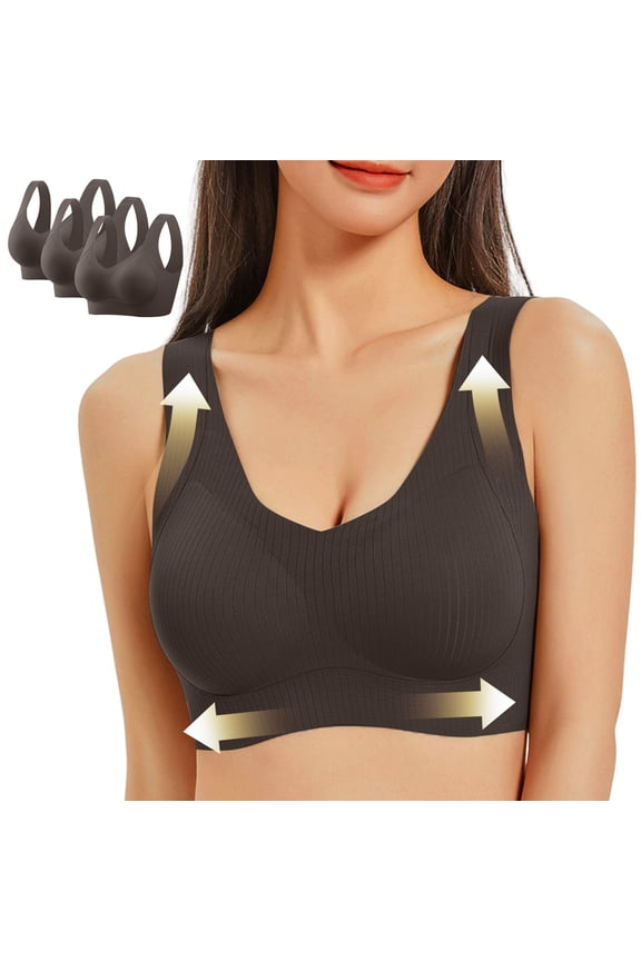 3 Pack Plus Size Wireless Bras for Women Full Coverage Smoothing Seamless Layering Design Comfortable Hold for Long Days Minimal Lounge Essential Summer Coffee XXL