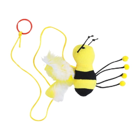 3-Pack Plush Pull String Cat Toy Set, Realistic Bee and Mouse Shapes, Interactive Self-Play for Indoor Cats, Boredom Relief(Yellow)