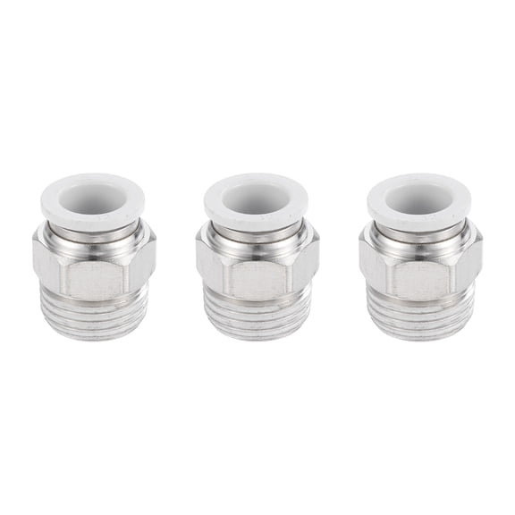 Uxcell 3 Pack Pneumatic Fitting PC12-04 12mm Tube OD x 1/2" PT Push Connect Straight Fitting for 3D Printer White