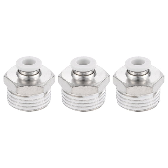 3 Pack Pneumatic Fitting, PC6-04 6mm Tube OD x 1/2 Inch PT Push to Connect Pneumatic Tube Fittings, Straight Through Fitting for 3D Printer, White