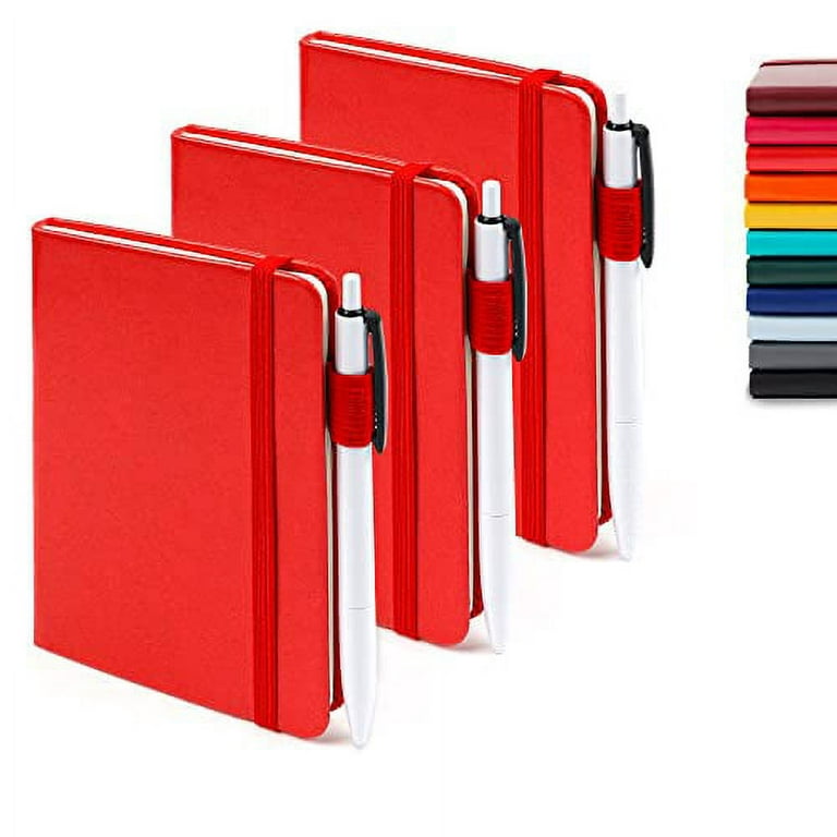 3 Pack Pocket Notebook Journals with 3 Black Pens, Feela A6 Mini Cute Small  Journal Notebook Bulk Hardcover College Ruled Notepad with Pen Holder for  Office School Supplies, 3.5â€x 5.5â€, Red 