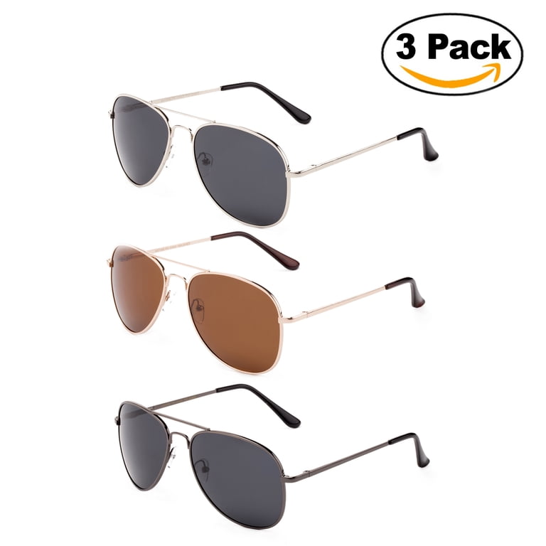 3 Pack Polarized Sunglasses Classic Aviator Flash Full  display picture 1