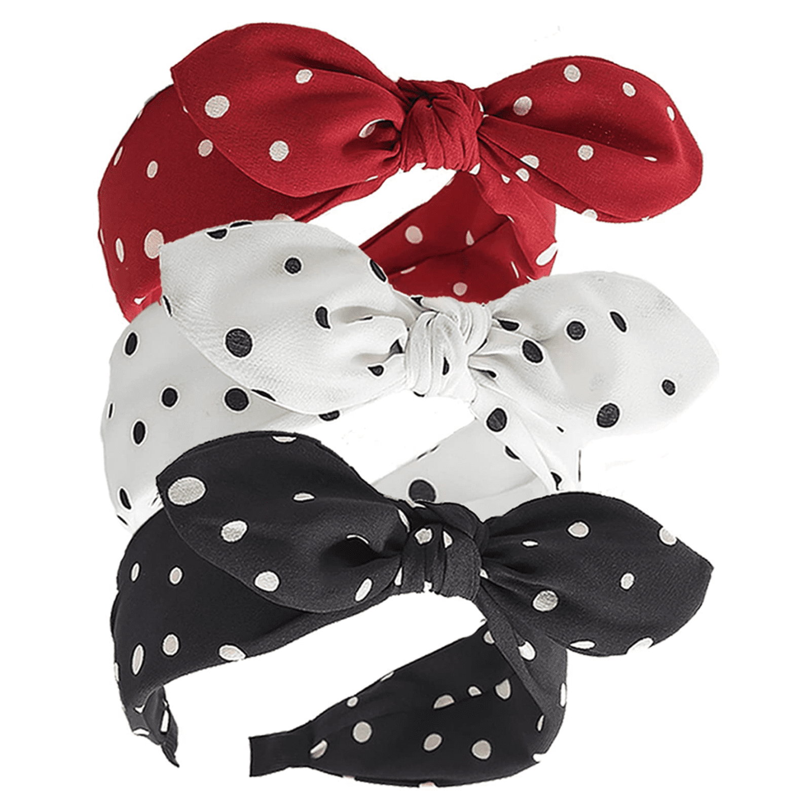 3 Pack Polka Dot Bow Headbands Cute Halloween Headbands 50s 