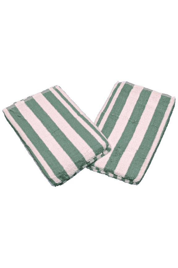 3 Pack Poolside Beach Pool Spa Towels Striped Jade/White 100% Ring Spun Cotton 30" x 70"