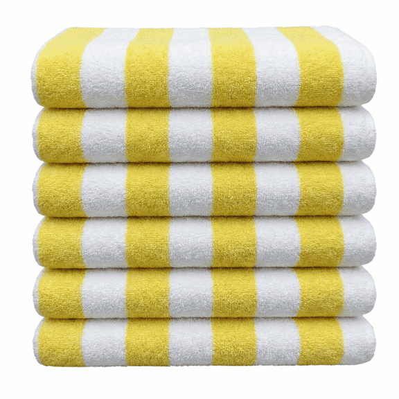 3 Pack Poolside Beach Pool Spa Towels Striped Pineapple & White 100% Cotton 30in x 70in