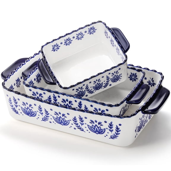 3 Pack Porcelain Bakeware Set Rectangular Baking Dishes Lasagna Pan For Cooking Kitchen Casserole Cake Dinner Banquet And Daily Use