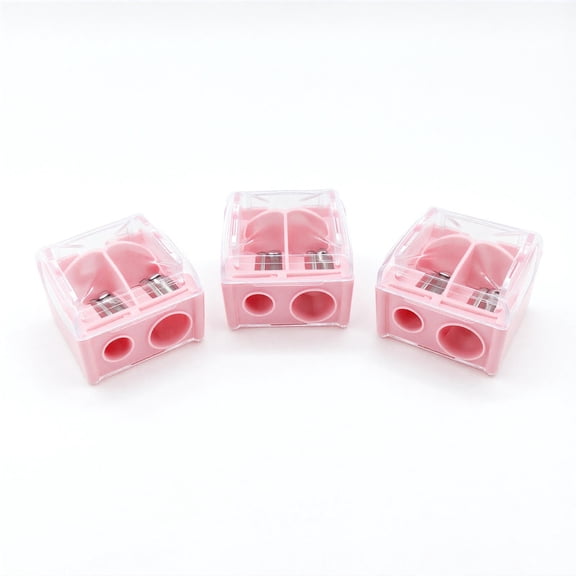 3 Pack Portable Compact Makeup Pencil Sharpener Manual For Eyeliner Lip Liner Pink