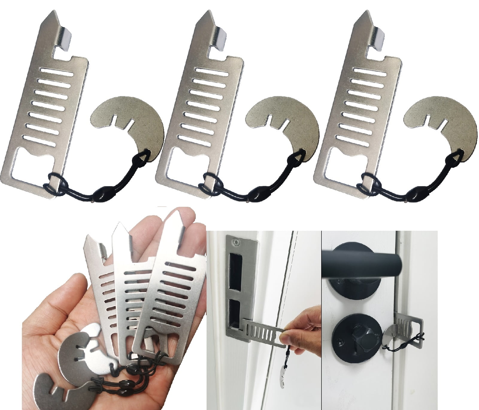3 Pack Portable Door Lock for Travel Door Lock College Dorm Lock Hotel Room Security Devices Apartment Jammer Additional Safety for Traveling Home College
