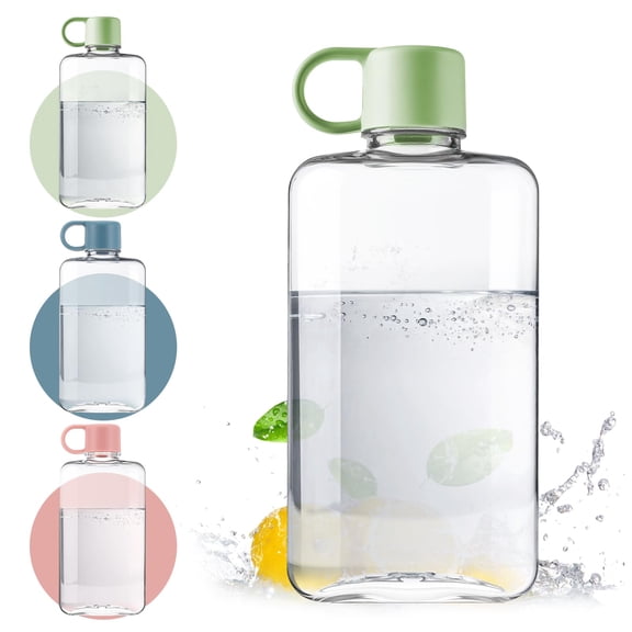 3 Pack Portable Flat Water Bottle, 17 Oz BPA Free Slim Drinking Bottle for Travel Outdoor Sports Fitness